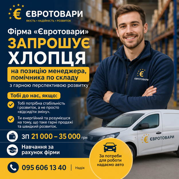 Менеджер, помічник по складу