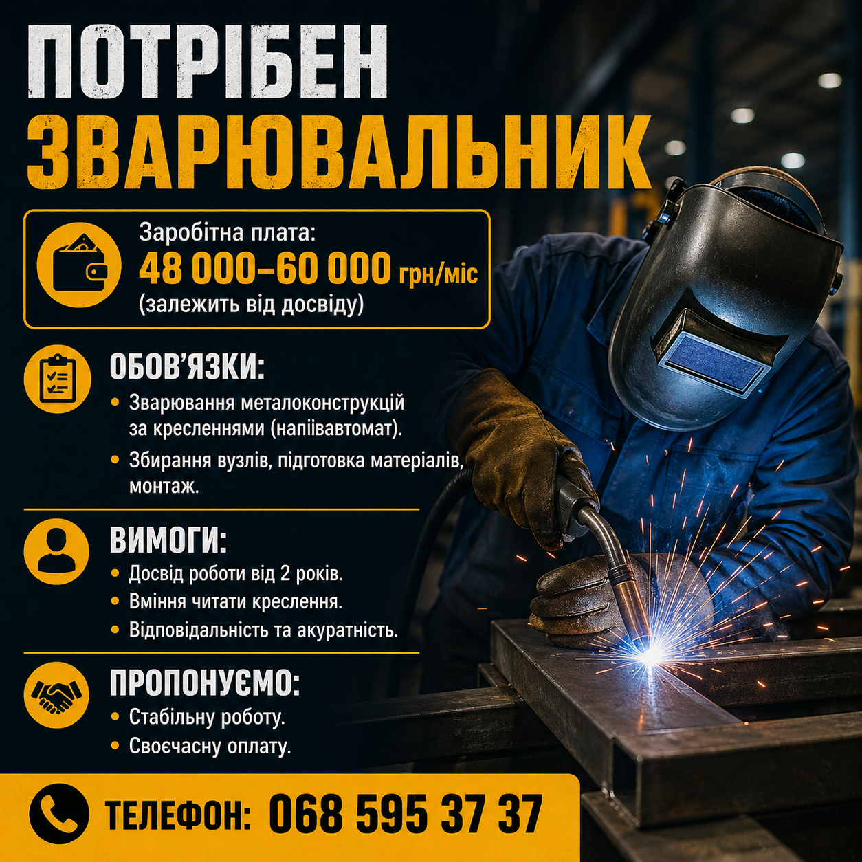 Зварювальник на промислове виробництво